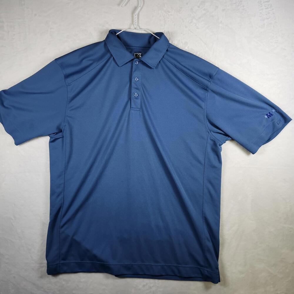Cutter & Buck CB Drytec Short Sleeve Polo Shirt Blue Size XL Embroidered
